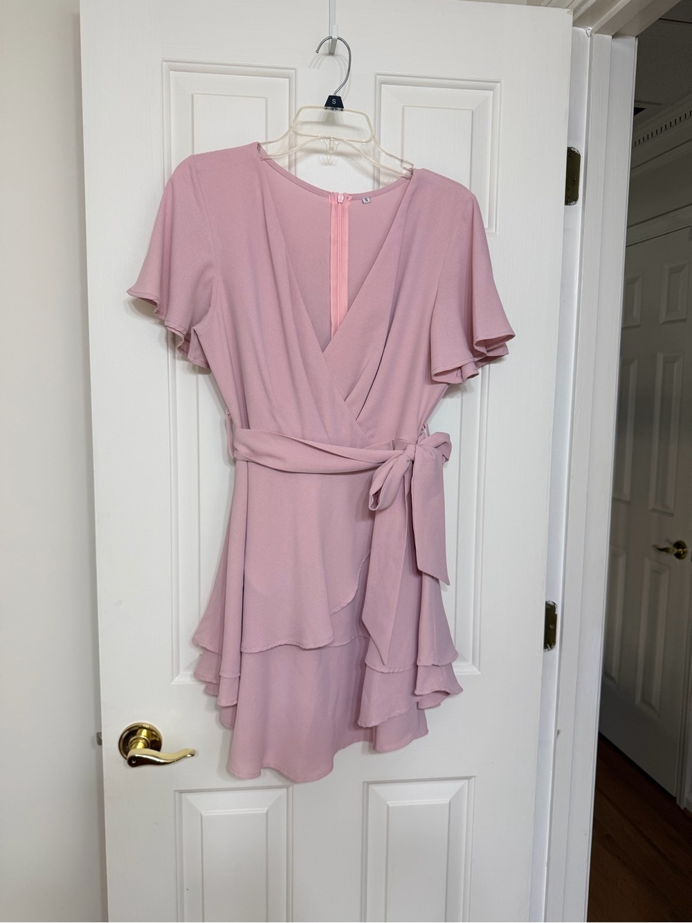 Women's Pink Wrap Ruffle Dress - Unbranded